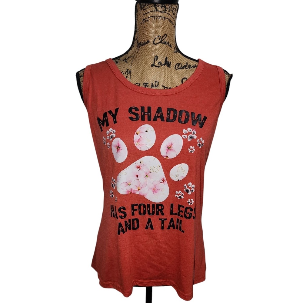 Graphic Tank Top My‎ Shadow Has Four Legs And A Tail Sleeveless Top L